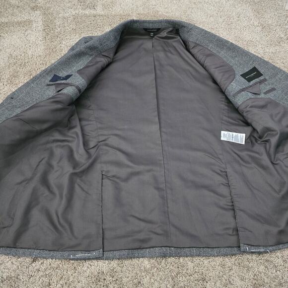 Men’s Wool Sport Blazer Coat Gray Plaid Sz 42 Slim Office Preppy Business Casual - Picture 7 of 8